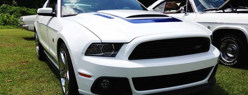 White Car Ford Mustang