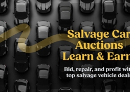 Banner image featuring text: Salvage Car Auctions – Learn & Earn! Bid, repair, and profit with top salvage vehicle deals.