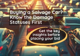 Banner highlighting the importance of understanding damage statuses before buying a salvage car