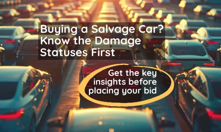 Banner highlighting the importance of understanding damage statuses before buying a salvage car