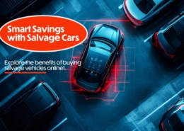 Banner featuring "Smart Savings with Salvage Cars" emphasizing the benefits of purchasing salvage vehicles online