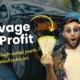 Banner titled "Salvage for Profit" with imagery of auto parts and damaged vehicles, promoting high-value parts inside totaled vehicles.