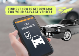 Man using a smartphone to search for car insurance options for his salvage vehicle