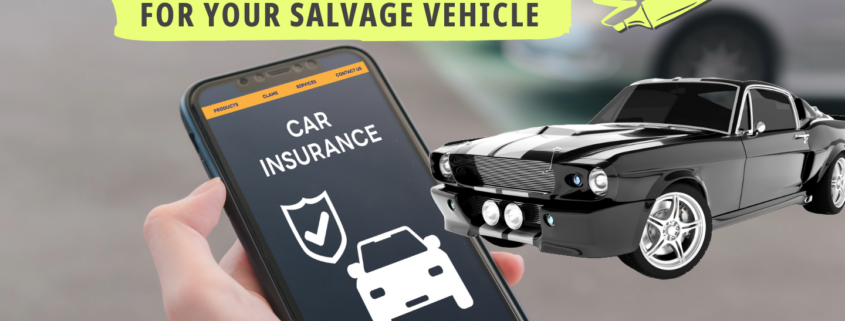 Man using a smartphone to search for car insurance options for his salvage vehicle