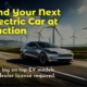 Banner showing the phrase "Find Your Next Electric Car at Auction" with a subheading "Save big on top EV models—no dealer license needed," promoting affordable electric vehicle deals.