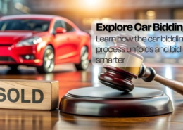 Interactive website banner illustrating the car auctions bidding process