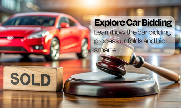 Interactive website banner illustrating the car auctions bidding process