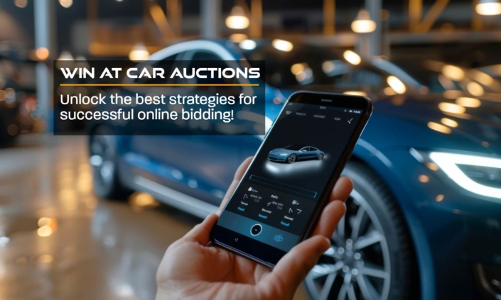 Banner depicting excitement of online car auctions with the text "Win Big at Car Auctions"