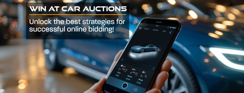 Banner depicting excitement of online car auctions with the text "Win Big at Car Auctions"