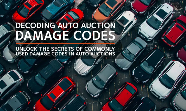 Aerial view of a salvage auction with crushed cars, highlighting auto auction damage codes