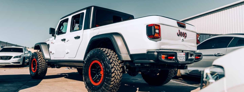 White Jeep Gladiator parked at car auction