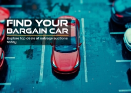 Banner showcasing the opportunity to find bargain cars at salvage auctions, featuring a call to action to view auctions