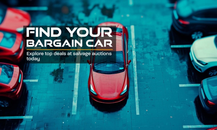 Banner showcasing the opportunity to find bargain cars at salvage auctions, featuring a call to action to view auctions