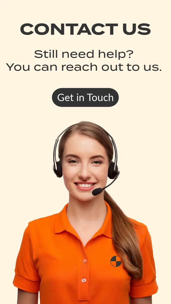 Friendly female customer service agent in an orange shirt with a headset, ready to assist customers. Contact RideSafely for support.