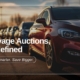 Banner showing the message "Salvage Auctions, Redefined" with a tagline "Buy Smarter. Save Bigger," highlighting a new, smarter way to buy salvage vehicles.