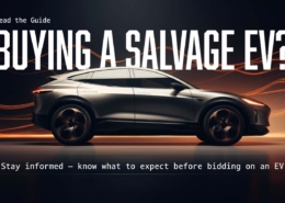 Banner with the title "Buying a Salvage EV?" and the subtitle "Know the risks before you bid on electric vehicles."