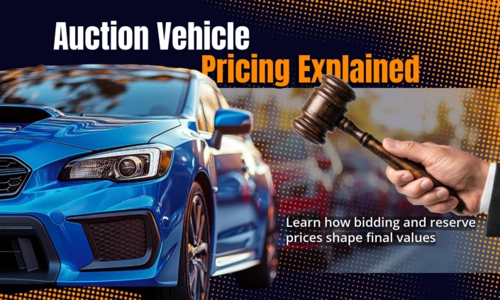Banner with the text "Auction Vehicle Pricing Explained — Learn How Bidding and Reserve Prices Shape Final Values"