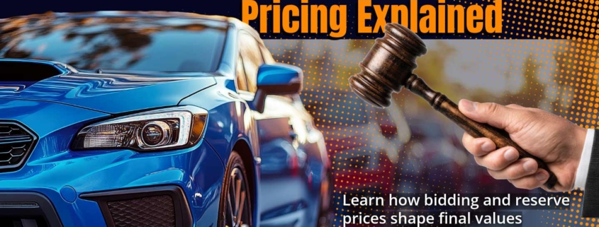 Banner with the text "Auction Vehicle Pricing Explained — Learn How Bidding and Reserve Prices Shape Final Values"