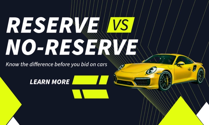 Banner reading: Reserve vs No-Reserve – Know the Difference Before You Bid on Cars at Online Car Auctions