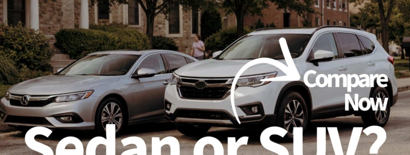 Website banner with the headline “Sedan or SUV?” and the tagline “Find your perfect match for comfort, space, and performance.”