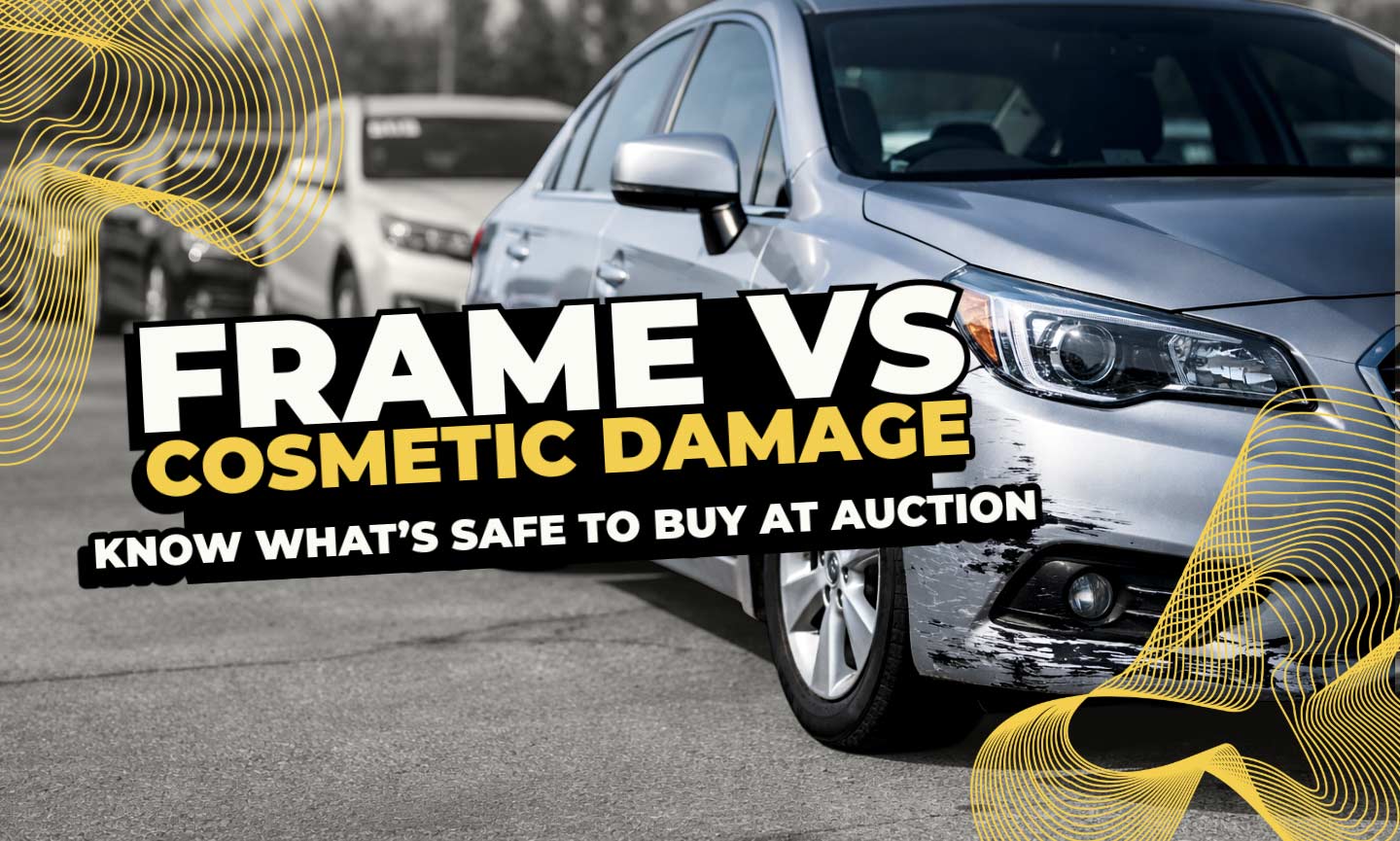 Frame vs cosmetic damage at car auctions, showing which vehicles are safe to buy before bidding