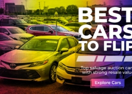 Banner reading Best Cars to Flip. Top salvage auction cars with strong resale value.