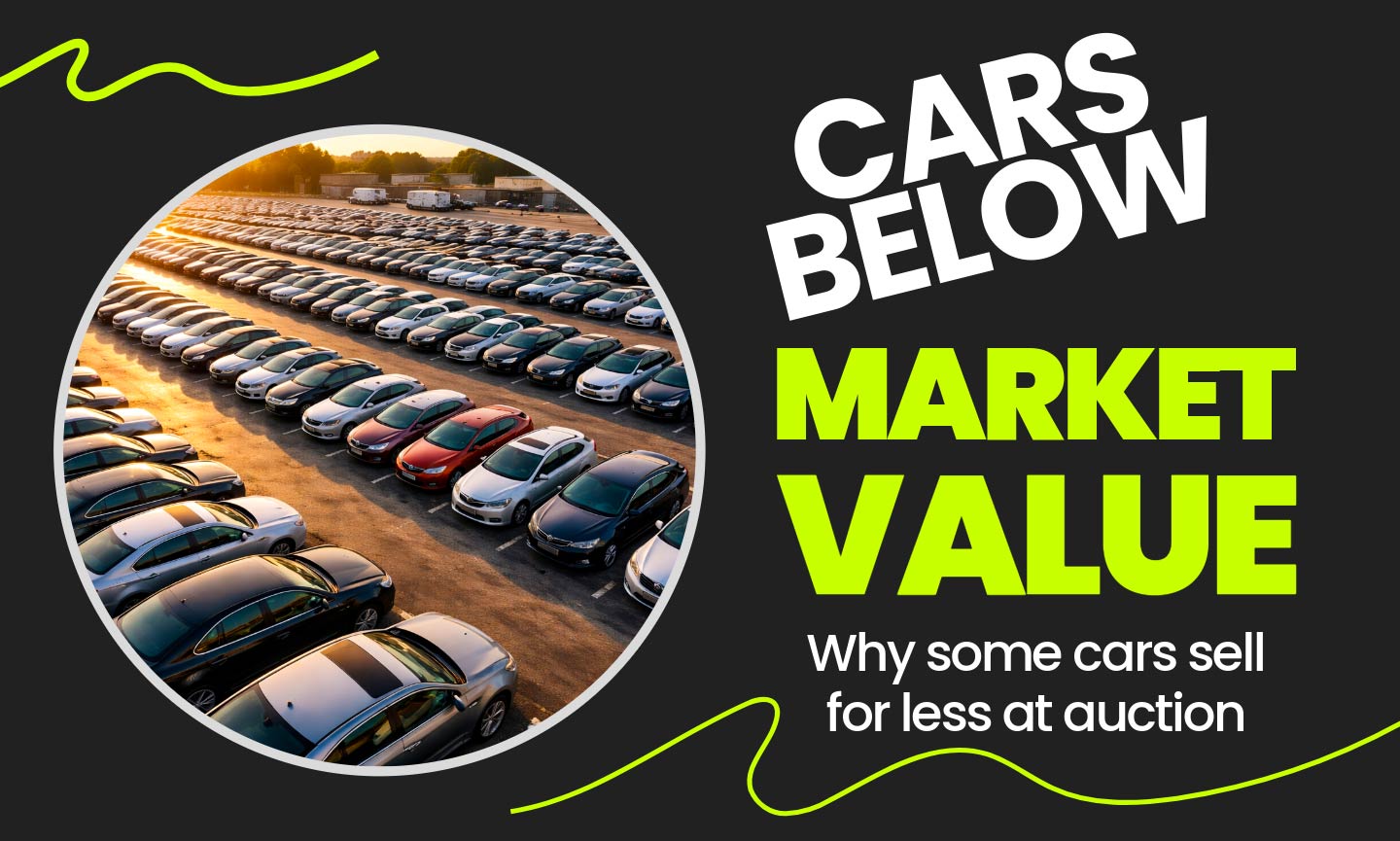 Cars Below Market Value banner explaining why some cars sell for less at auction