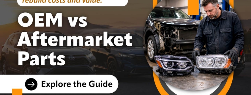 OEM vs Aftermarket Parts banner showing how parts choices affect salvage rebuild costs and vehicle value