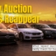 Banner showing several cars at sunset with bold yellow text: 'Why Auction Cars Reappear' and a subtitle about what repeat auction listings mean for buyers.