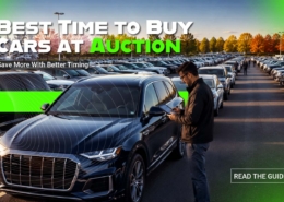 Best Time to Buy Cars at Auction - Save More With Better Timing. Professional buyer reviewing auction inventory while comparing seasonal vehicle buying opportunities at a large auto auction facility.