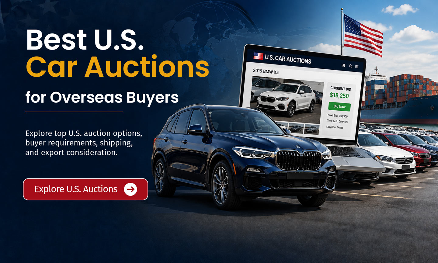 Best U.S. Car Auctions for Overseas Buyers with top auction options, buyer requirements, shipping, and export considerations.
