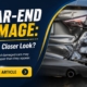 Rear-End Damage Cars Banner | Worth a Closer Look? | RideSafely | RideSafely Wide website banner for an article about rear-end damage cars, featuring a damaged car rear