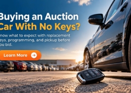Auction car with no keys in a vehicle lot with key replacement and bidding guidance