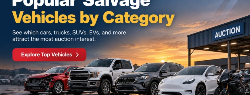 Popular Salvage Vehicles by Category at Auction | RideSafely | RideSafely Popular salvage cars, trucks, SUVs, EVs, and motorcycles at an online auto auction