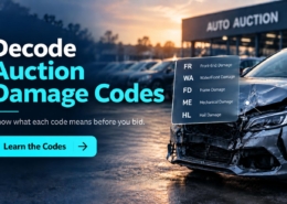 Damaged auction car with common vehicle damage codes for buyers